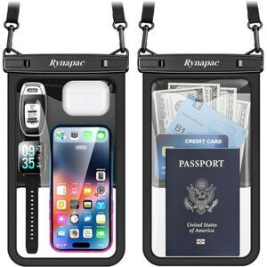 Waterproof Phone Pouch Case 2 Pack IPX8 Beach Travel Fits iPhone Galaxy 10in